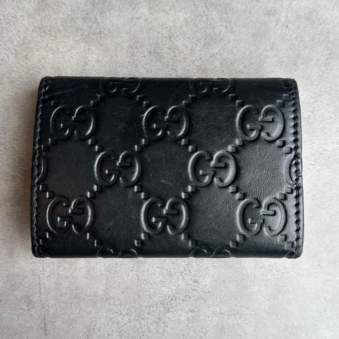 GUCCI GGシマ　レザーキーケース　黒