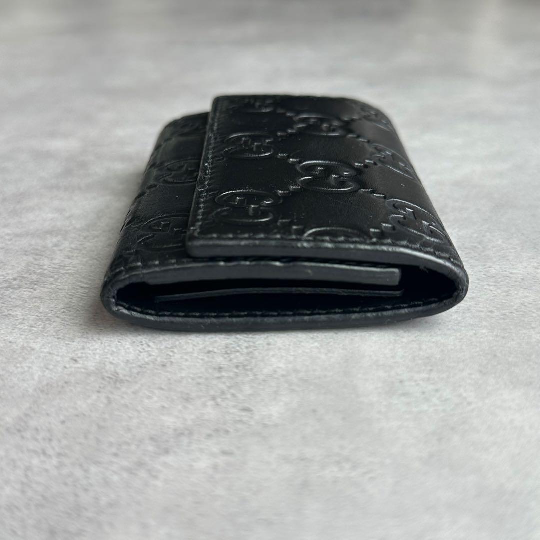 GUCCI GGシマ　レザーキーケース　黒