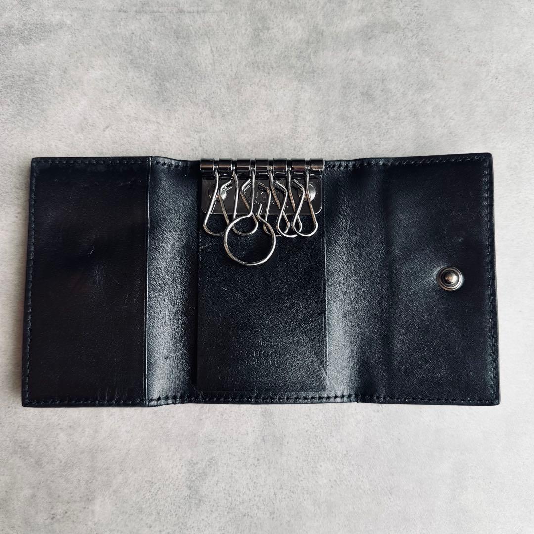 GUCCI GGシマ　レザーキーケース　黒