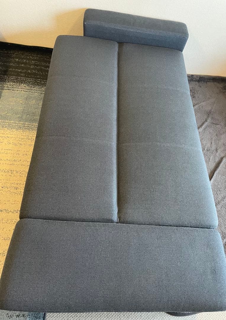 NITORI ソファベッド 収納・オットマン付き ダークブルー