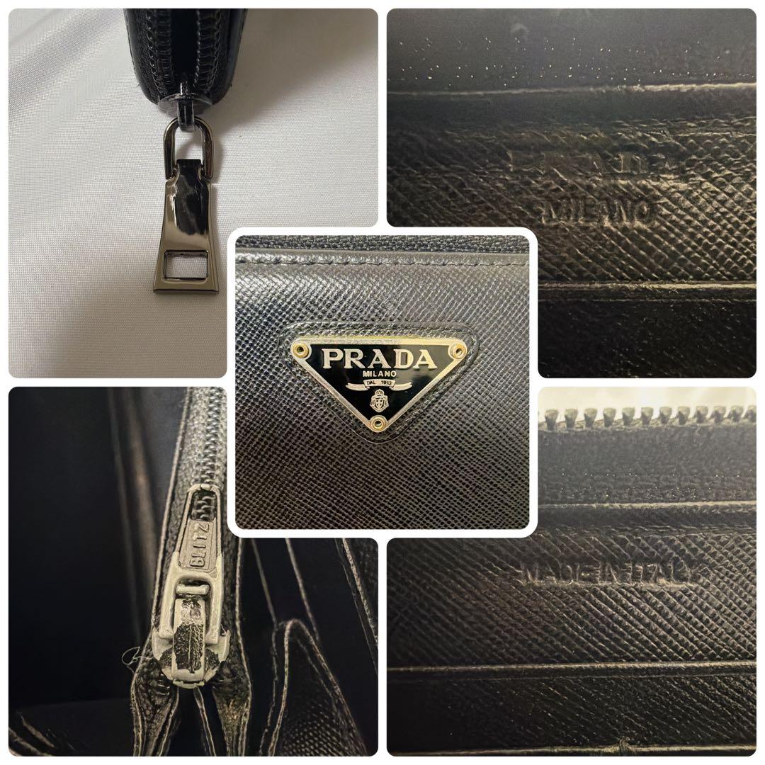 【極美品】PRADA 長財布 三角ロゴ サフィアーノレザー ブラック