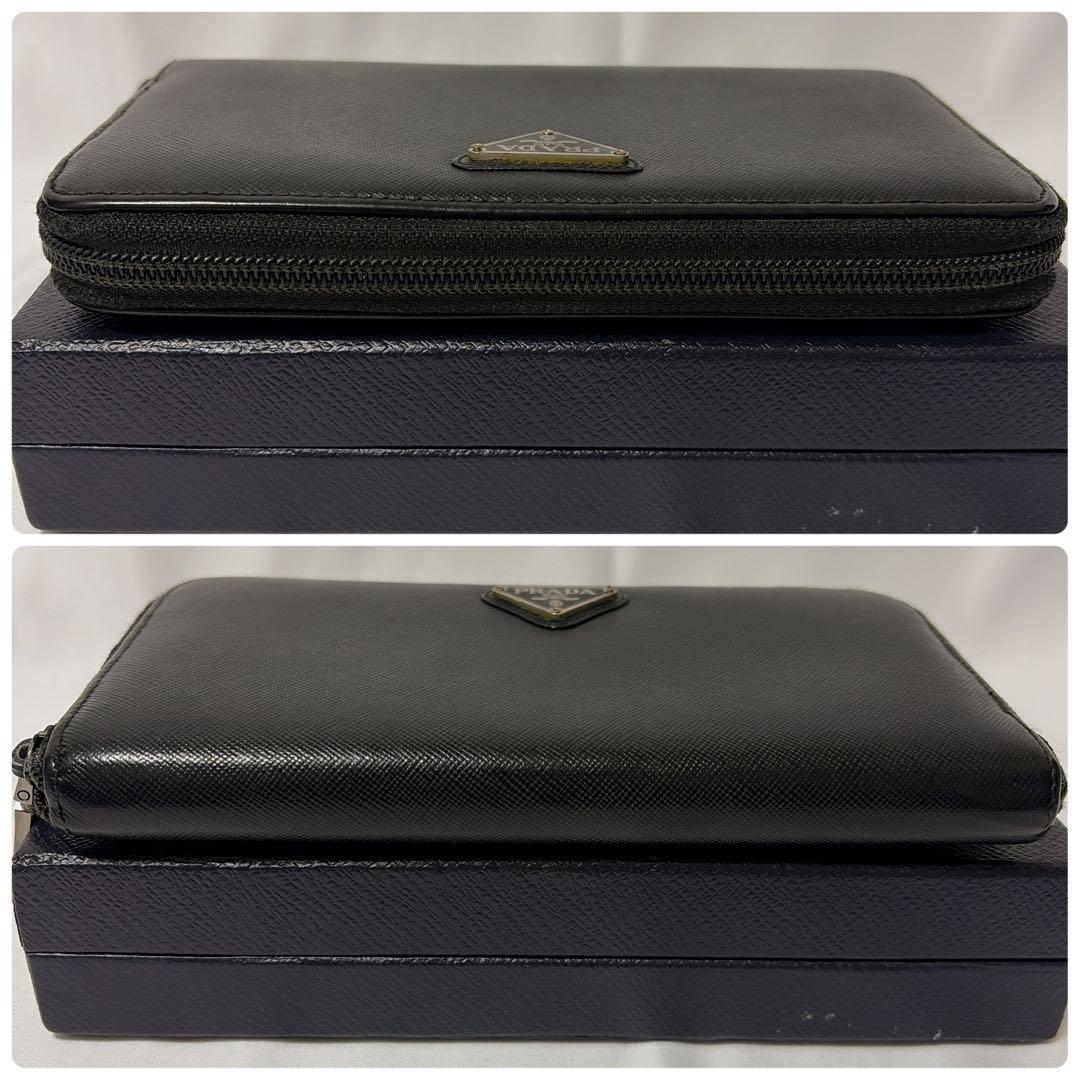 【極美品】PRADA 長財布 三角ロゴ サフィアーノレザー ブラック