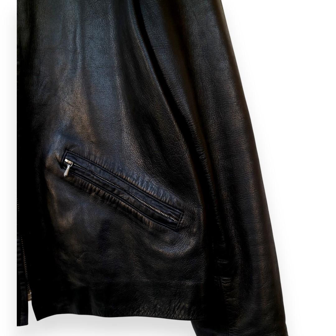 agni's b. ブラックレザーシングルライダースジャケット