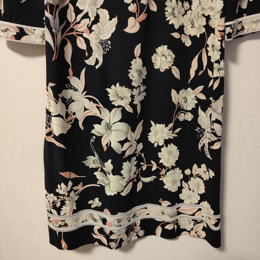 LEONARD 花柄 七分袖 ひざ丈ワンピース