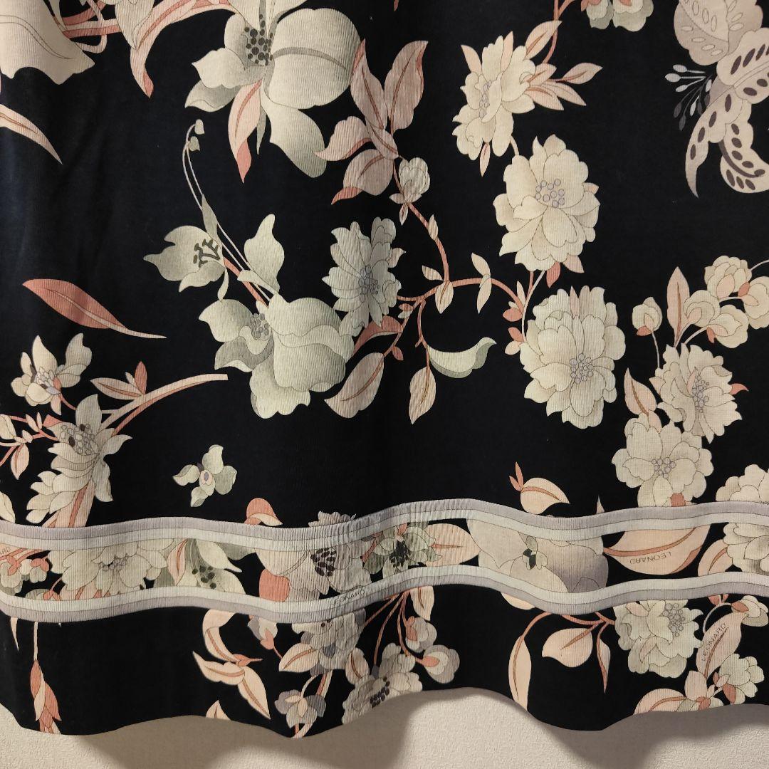 LEONARD 花柄 七分袖 ひざ丈ワンピース