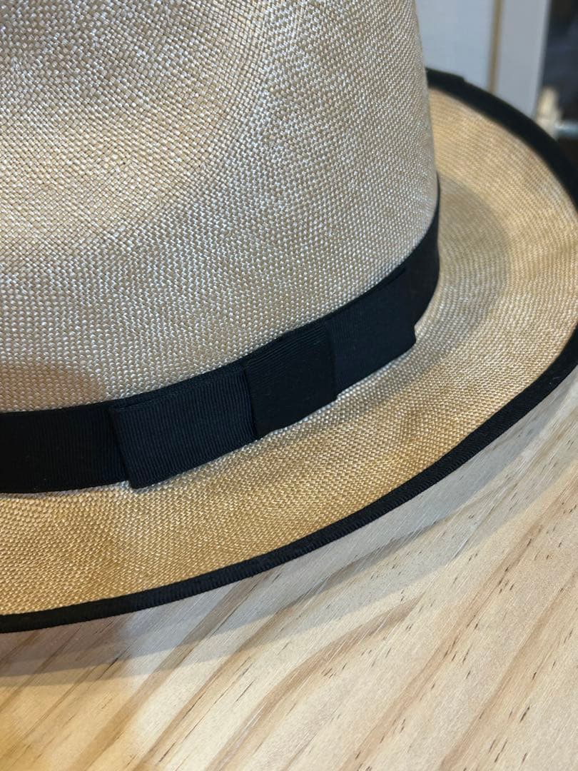 マーガレットハウエル 麦わら フェドーラハット 黒リボン付き