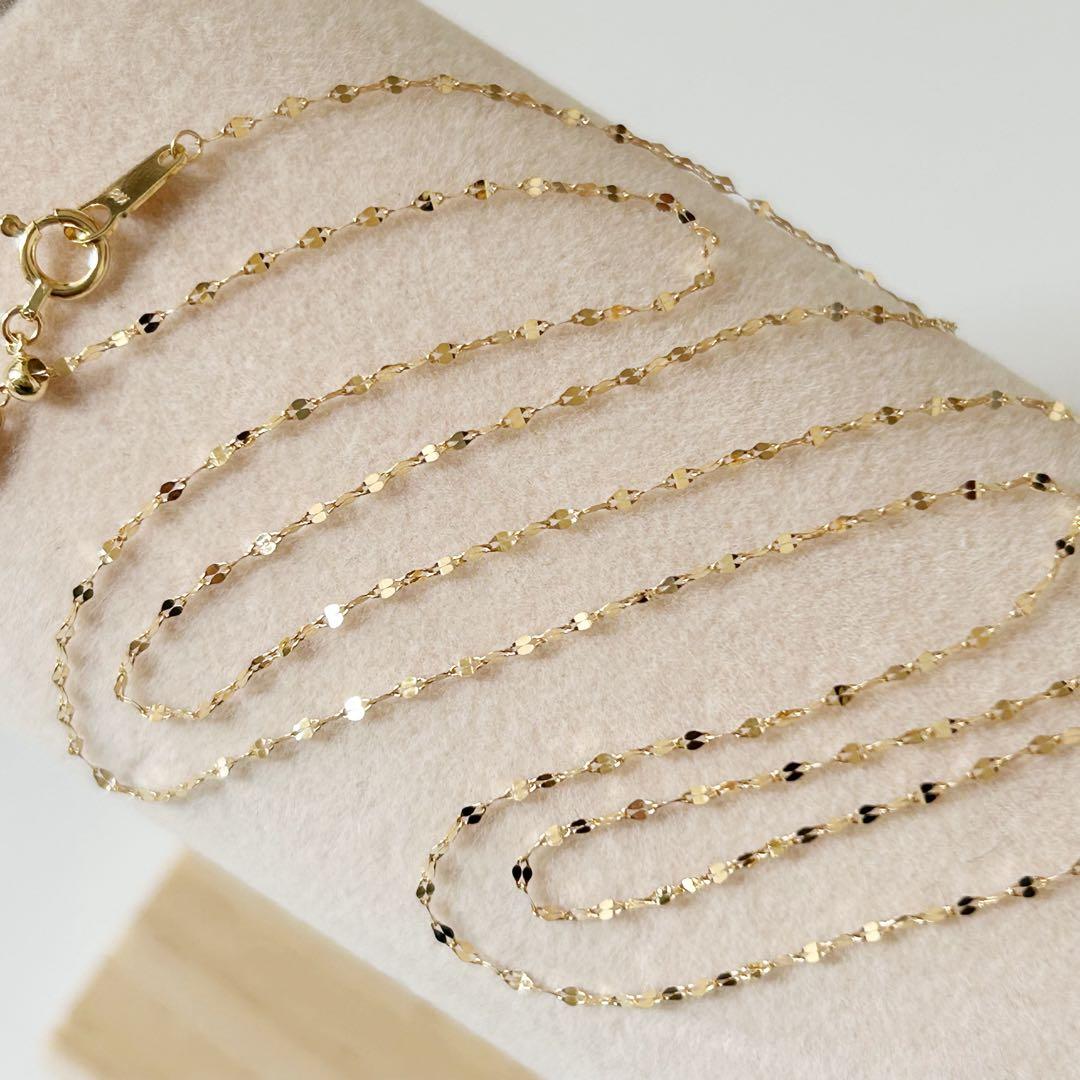 早いもの勝ち❣️新品 日本製 18金 きらきら ネックレス 60cm アジャスター