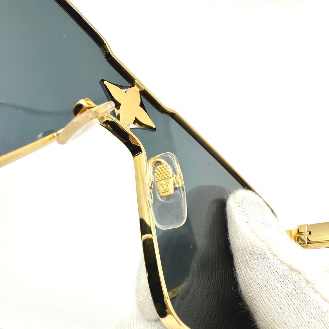 美品 ルイヴィトン サングラス サイクロン Z1700U ゴールド LVフラワー