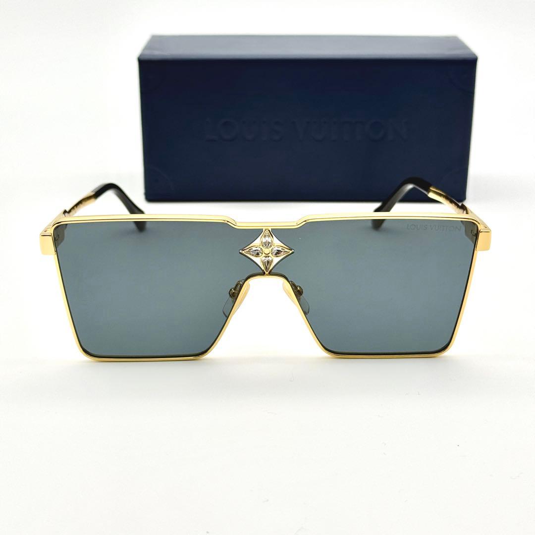 美品 ルイヴィトン サングラス サイクロン Z1700U ゴールド LVフラワー