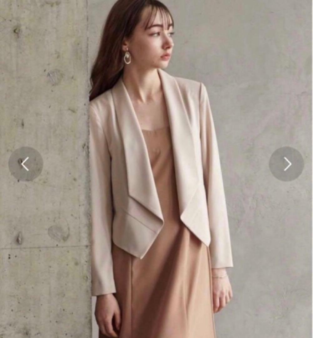 【美品】エメ　ショールカラージャケット　フォーマル　セレモニー　ベージュM