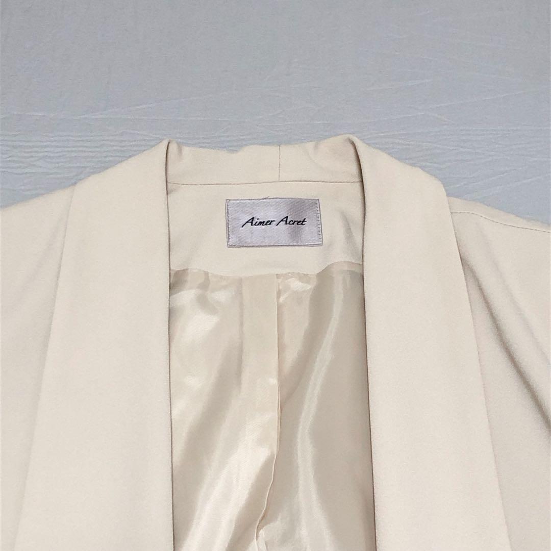 【美品】エメ　ショールカラージャケット　フォーマル　セレモニー　ベージュM