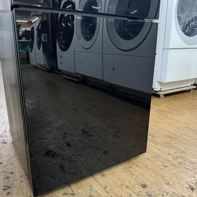 地域限定送料無料 超美品 ガラスドア冷蔵庫・洗濯機 ブラック家電 2点セット