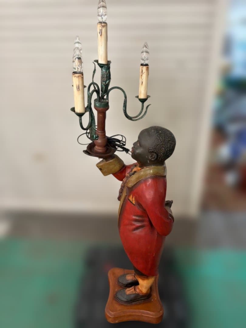 【極希少】 大型　19世紀様式　ブラックムーア　フロアランプ　スタチュー　動作◯