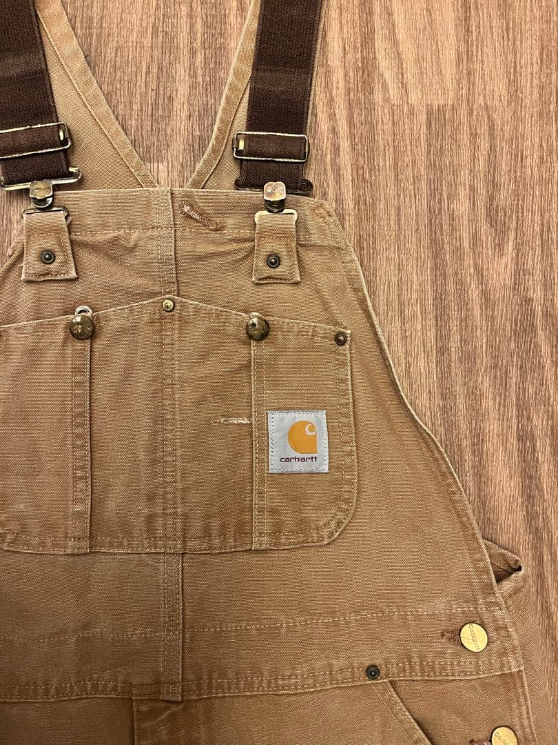 Carhartt ダック地 オーバーオール W34 ダブルニー キャメル