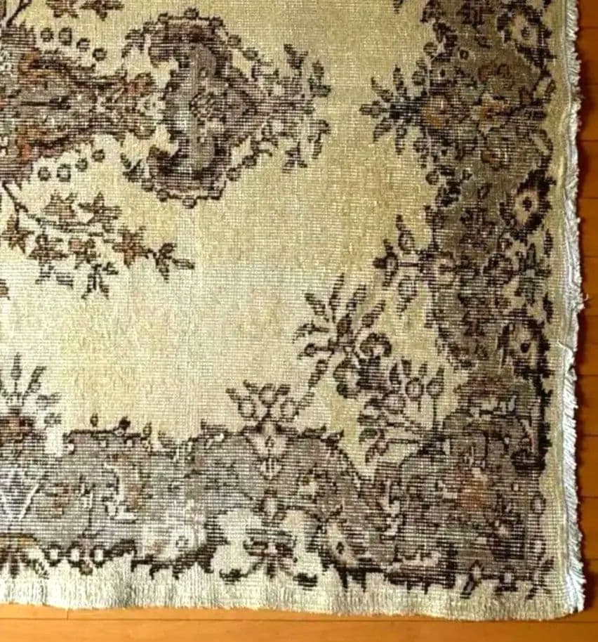 トルコヴィンテージラグ　122×209　メダリオン　ベージュブラウン×グレー