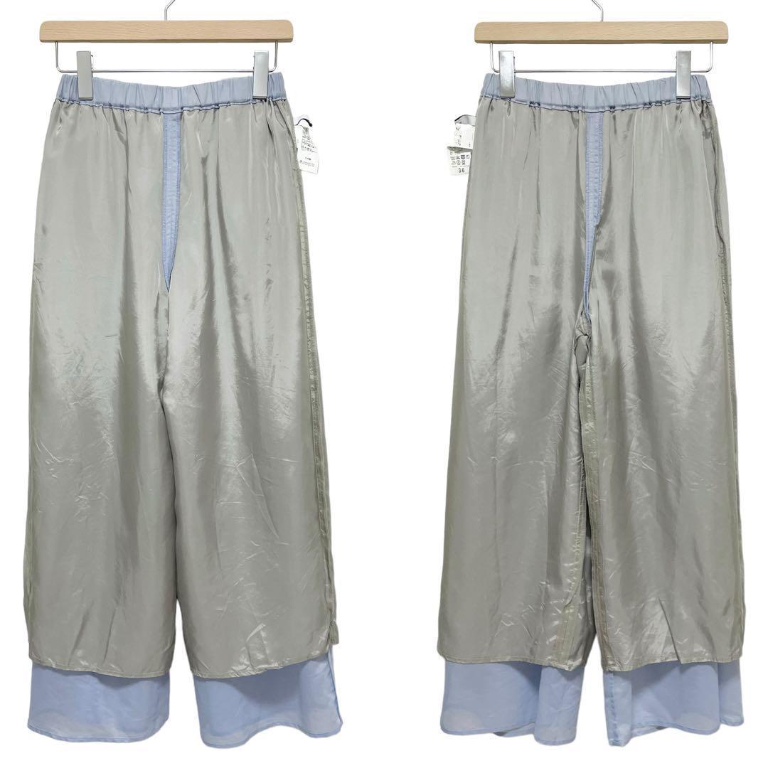 美品 FRAMeWORK シアーローンワイドイージーパンツ ゆったり ブルー