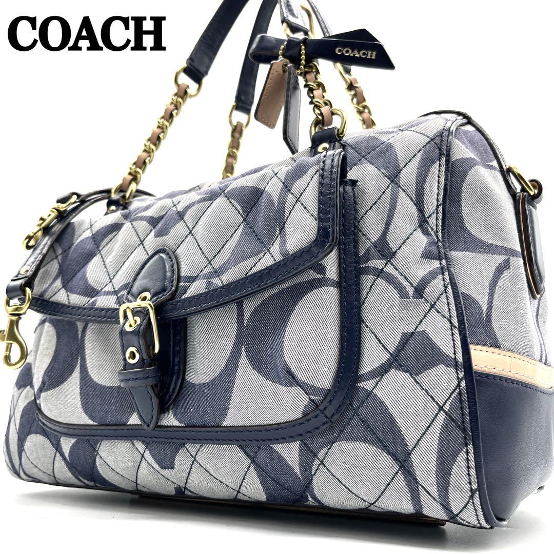 【希少】コーチ シグネチャー キルティングデニム 2way ショルダーバック