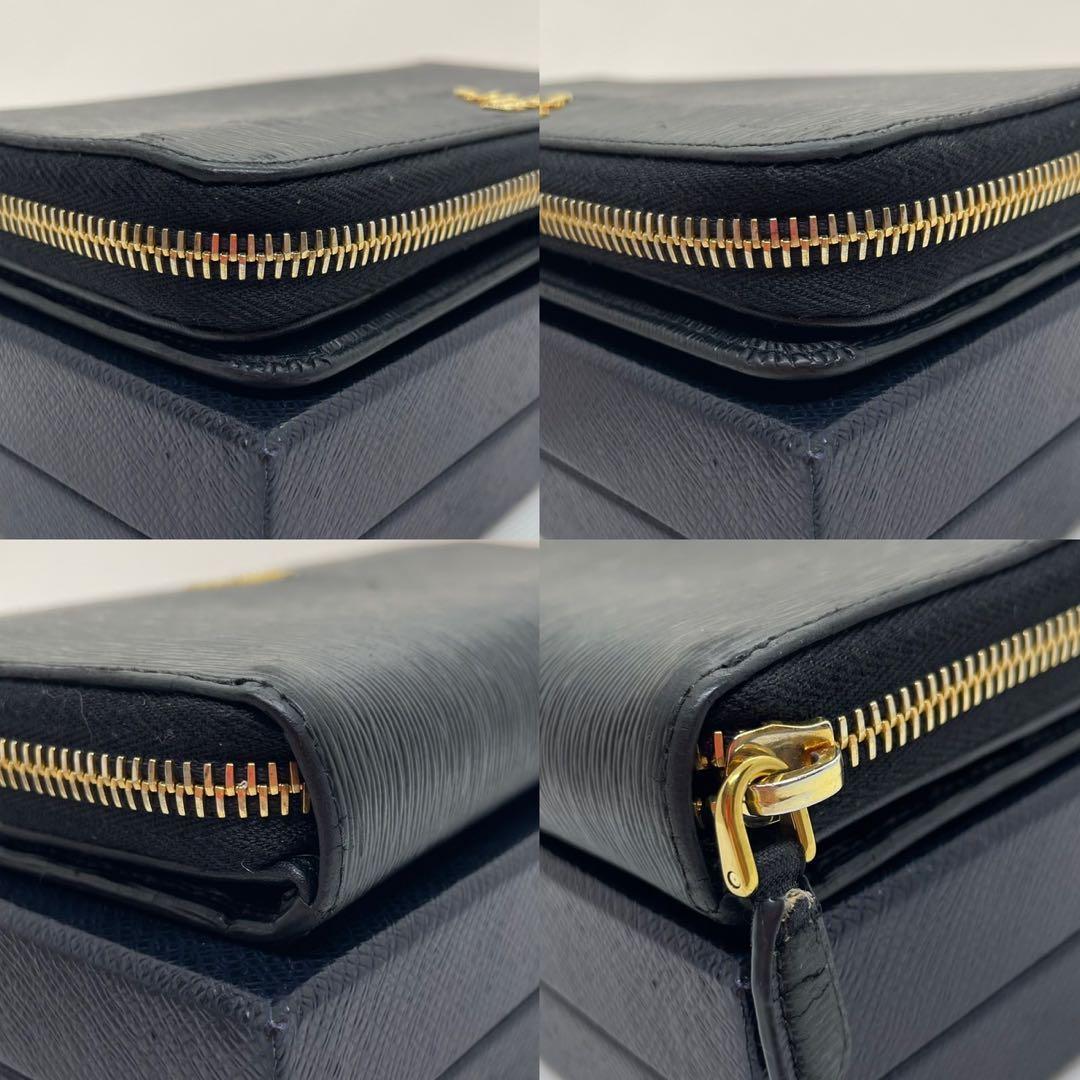 【美品】プラダ 長財布 ラウンドファスナー サフィアーノレザー 小銭入れ付き 黒