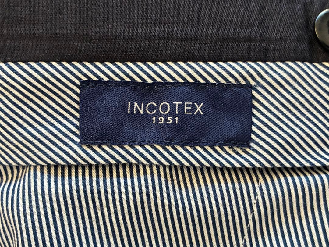 INCOTEX スラックス ポルトガル製 ネイビー 50 スリムテーパード