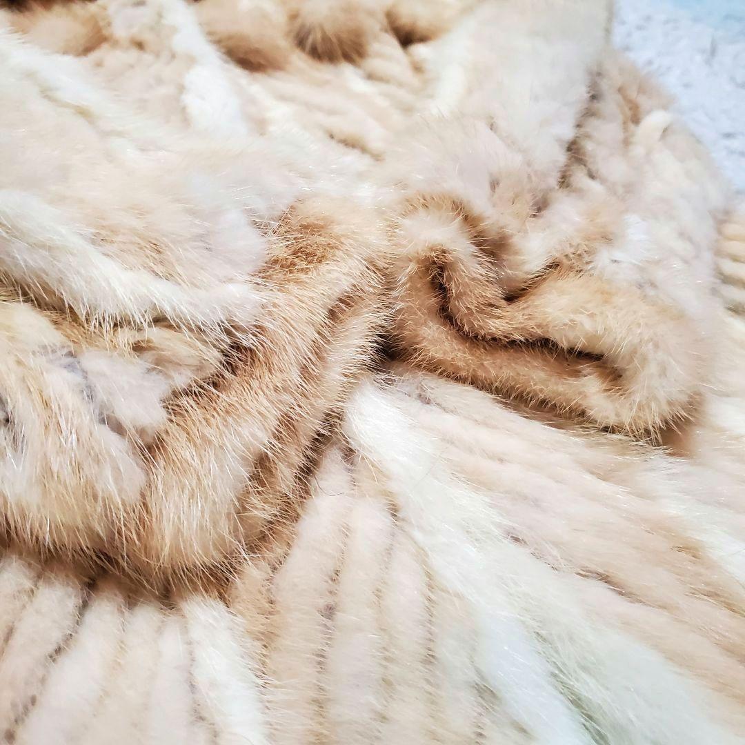 SAGA MINK サガミンク ファーコート ポンポン アイボリー系 サイズ11