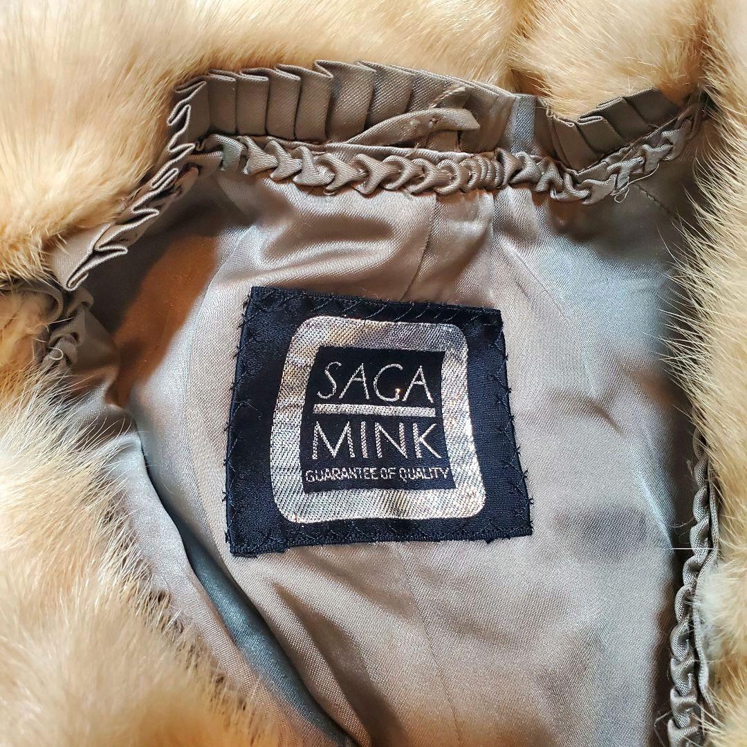 SAGA MINK サガミンク ファーコート ポンポン アイボリー系 サイズ11