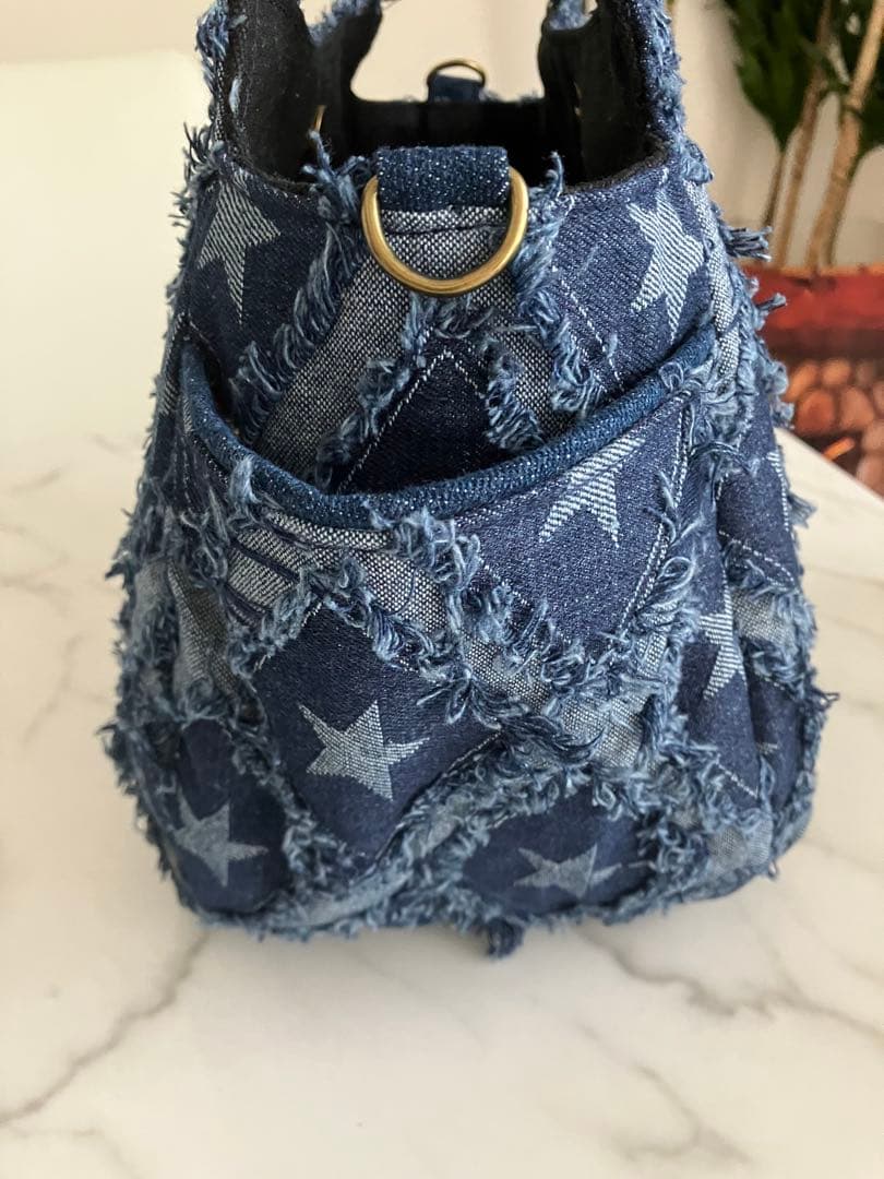 877 LaLa☆　星柄デニムリメイクバック　ハンドメイド　 2点