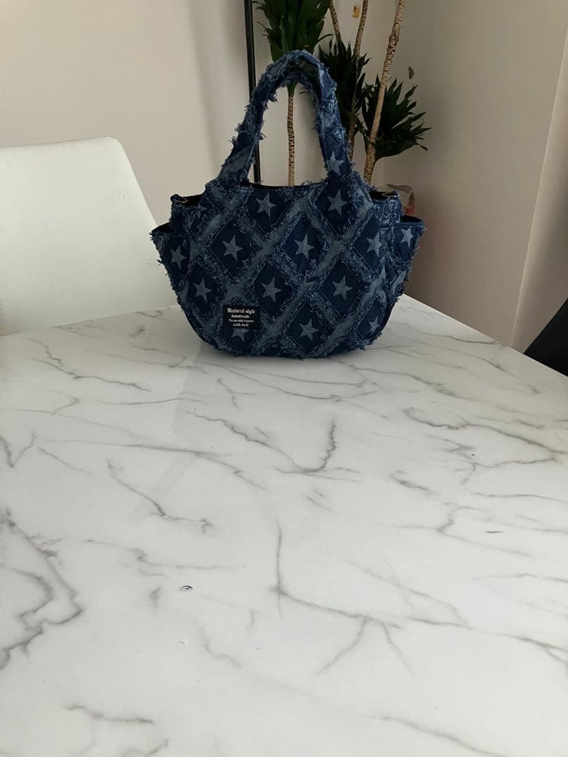 877 LaLa☆　星柄デニムリメイクバック　ハンドメイド　 2点