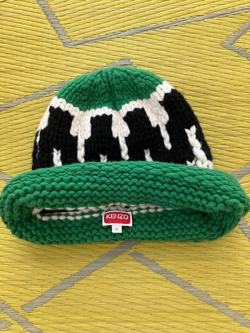 KENZO ニット帽 緑/黒/白 U