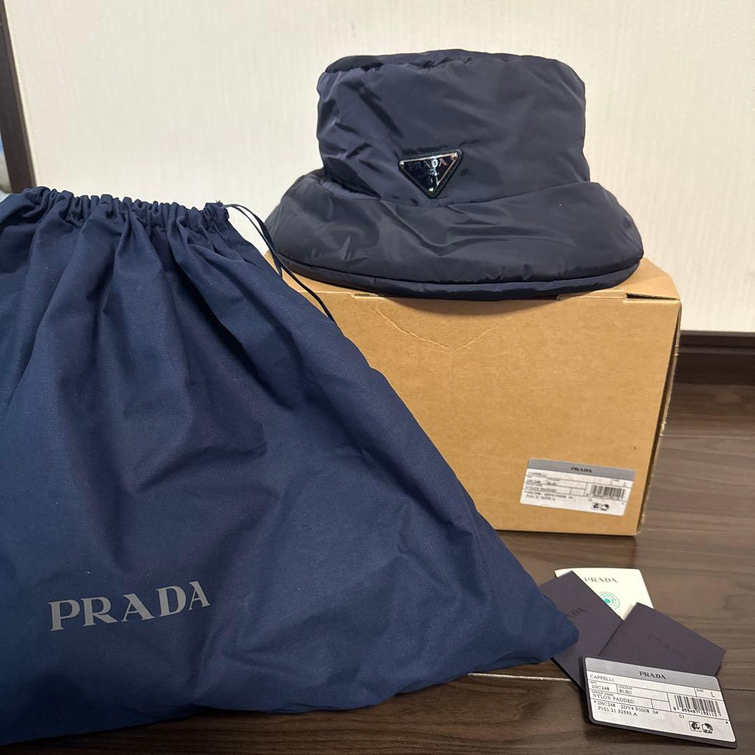 PRADA ネイビーバケットハット Lサイズ