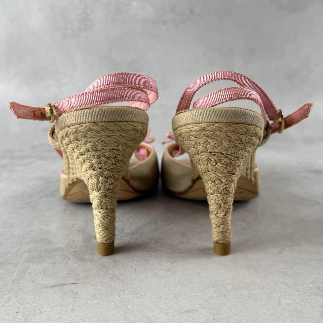 CHANEL ココマーク エスパドリーユ ヒール アンクルストラップ 22cm