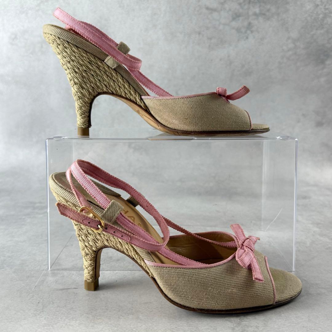 CHANEL ココマーク エスパドリーユ ヒール アンクルストラップ 22cm