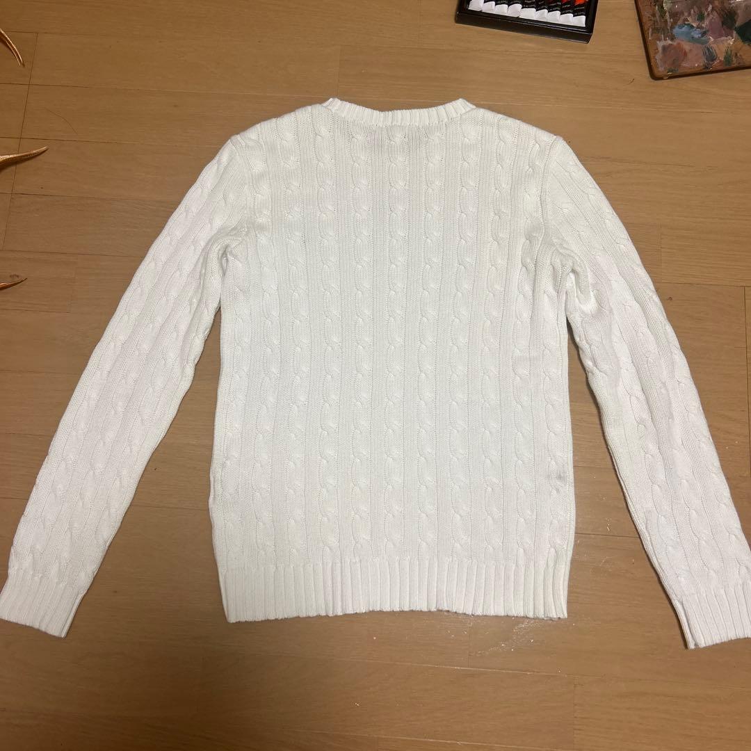 美品　Polo Ralph Lauren ホワイト　ケーブル編みセーター　M