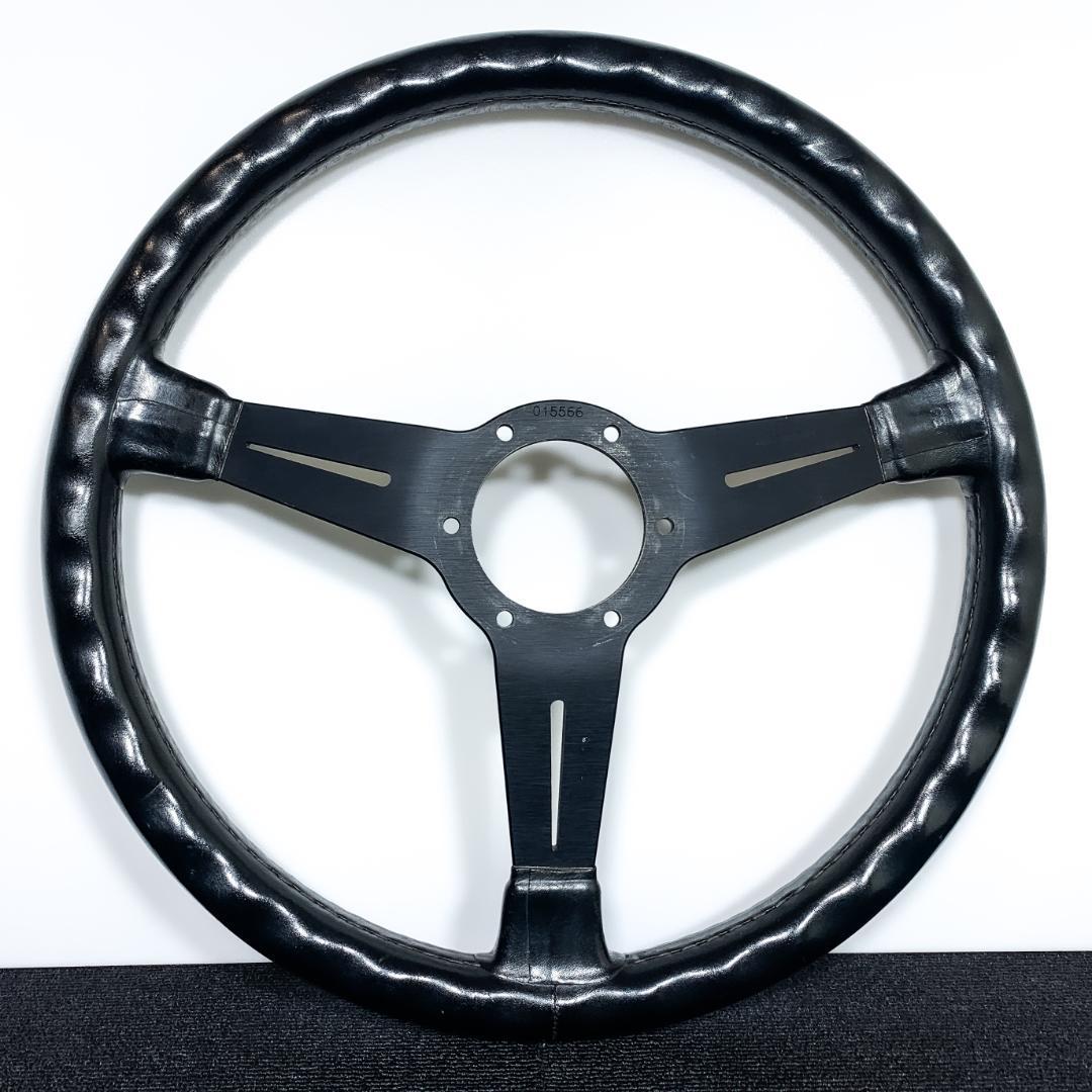 ナルディ クラシック ブラックスポーク レザー ホーンボタン＆新品ネジ6本付