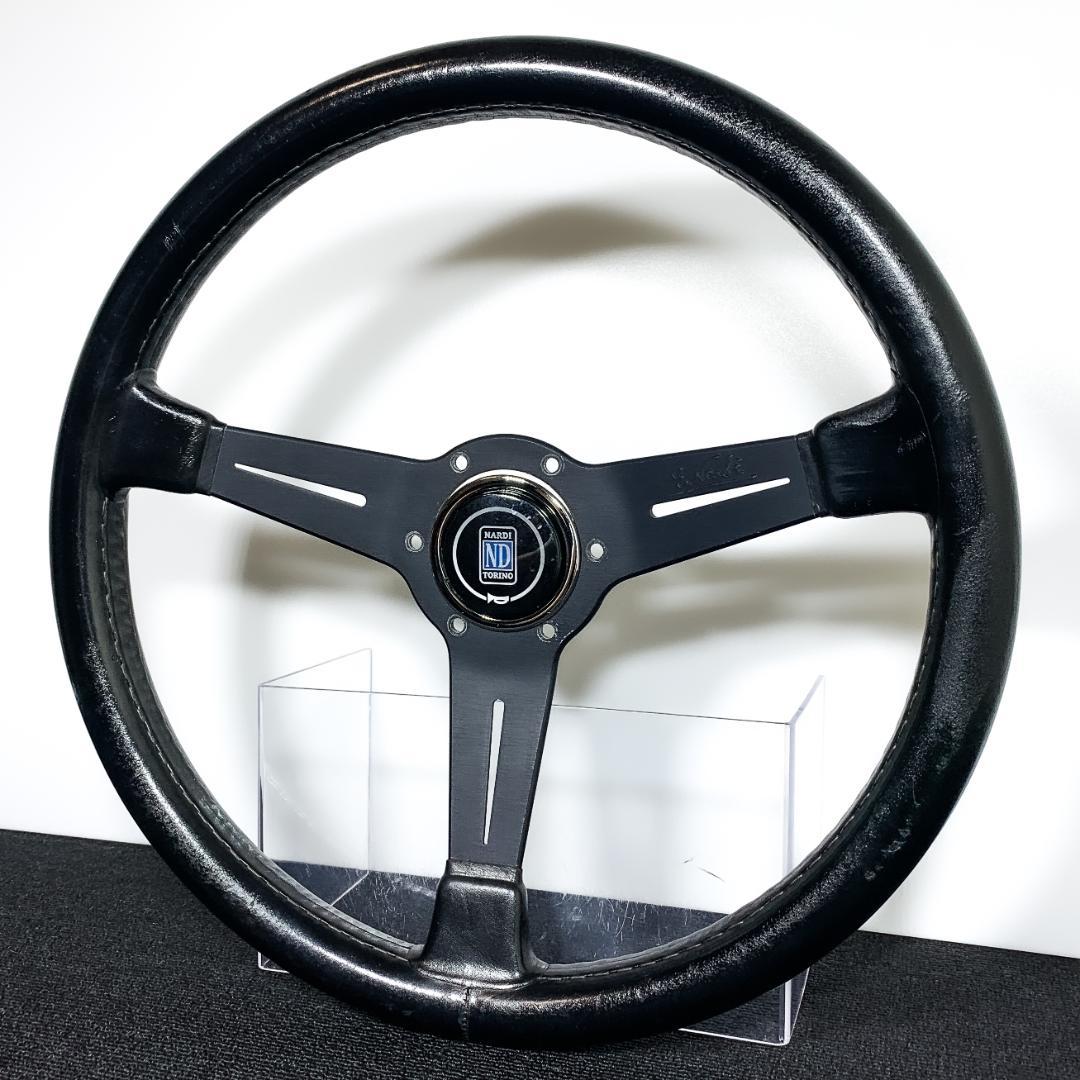 ナルディ クラシック ブラックスポーク レザー ホーンボタン＆新品ネジ6本付