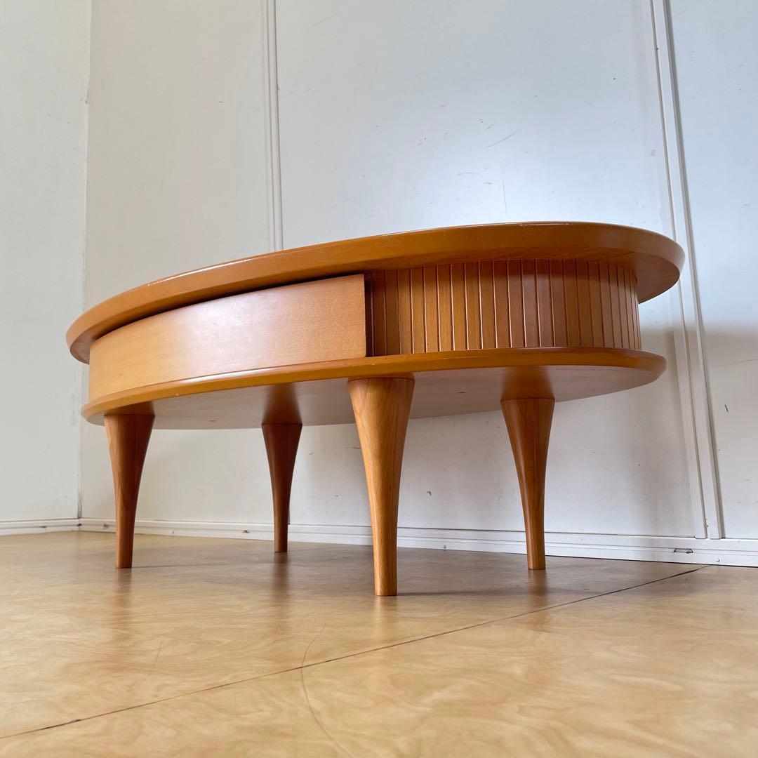 蛇腹 引き出し 楕円テーブル オーバルテーブル ローテーブル 北欧スタイル