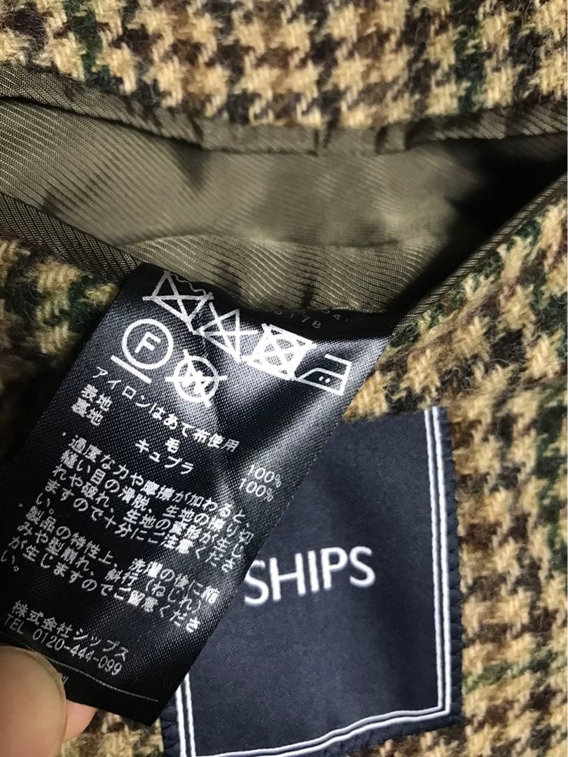 SHIPS MOONガンクラブチェック ツイードジャケット 46サイズ