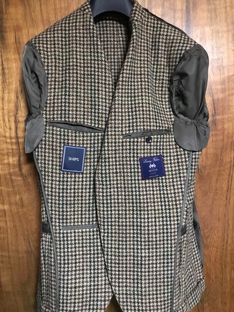 SHIPS MOONガンクラブチェック ツイードジャケット 46サイズ