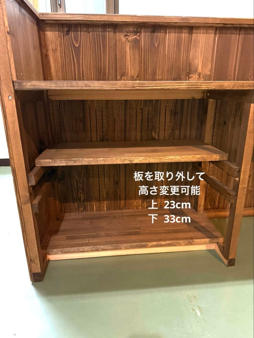 木製L字カウンターテーブル 330cm×133cm×95cm