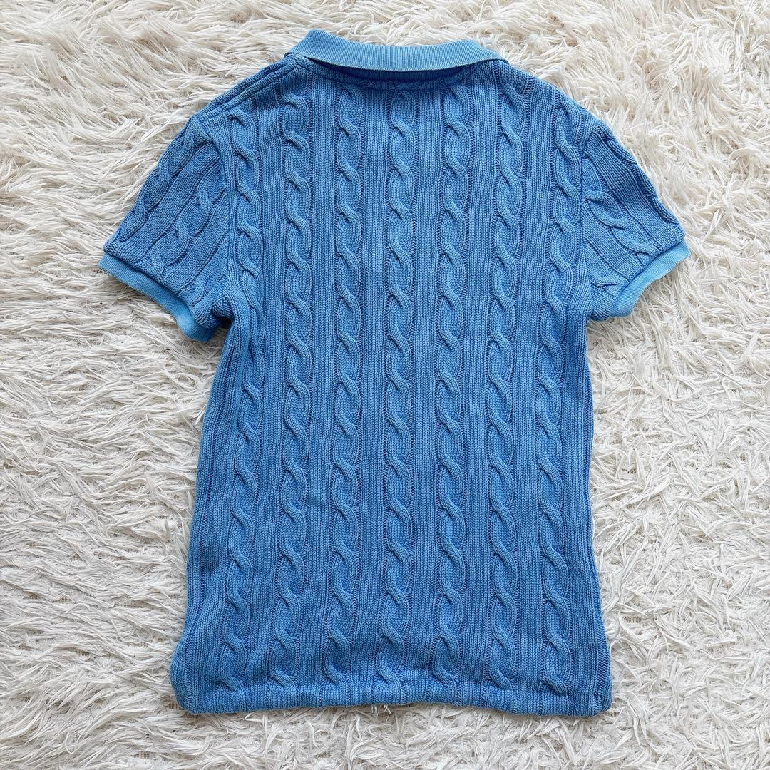 【美品】ポロラルフローレン　ケーブルニット　ポロシャツ　半袖 ロゴ　ポニー刺繍