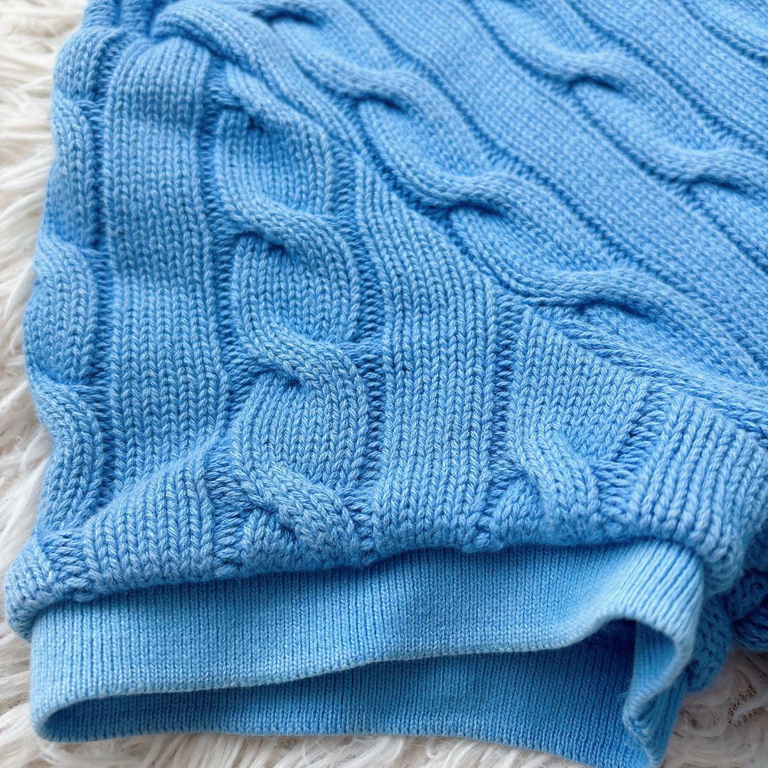 【美品】ポロラルフローレン　ケーブルニット　ポロシャツ　半袖 ロゴ　ポニー刺繍