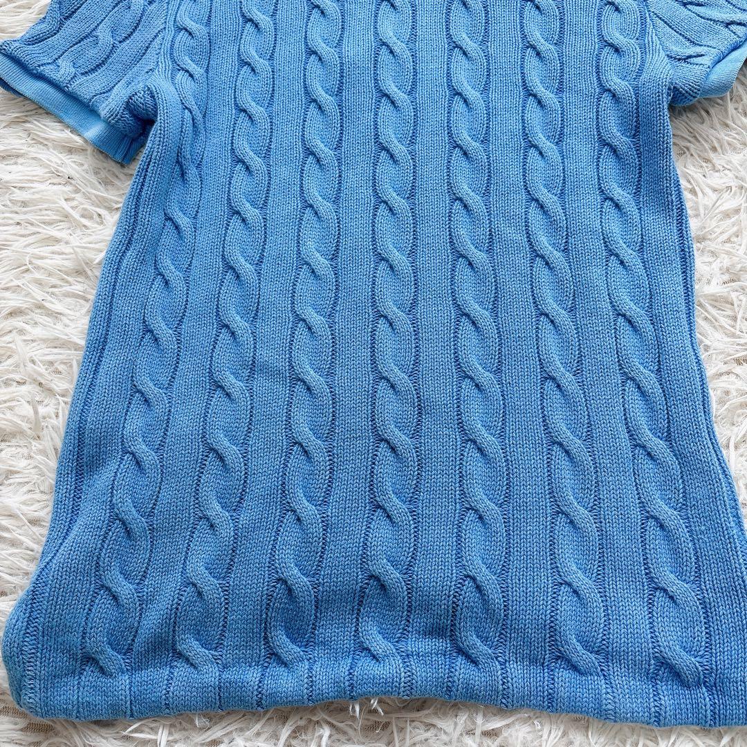 【美品】ポロラルフローレン　ケーブルニット　ポロシャツ　半袖 ロゴ　ポニー刺繍