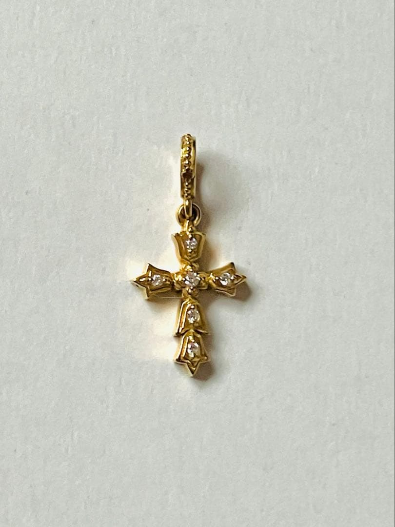 極美品 アーカー AHKAH 18KYG ダイヤモンドクロスペンダントトップのみ