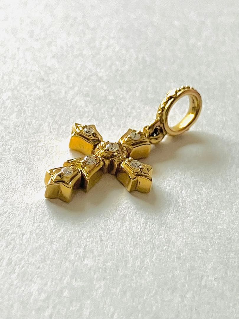 極美品 アーカー AHKAH 18KYG ダイヤモンドクロスペンダントトップのみ