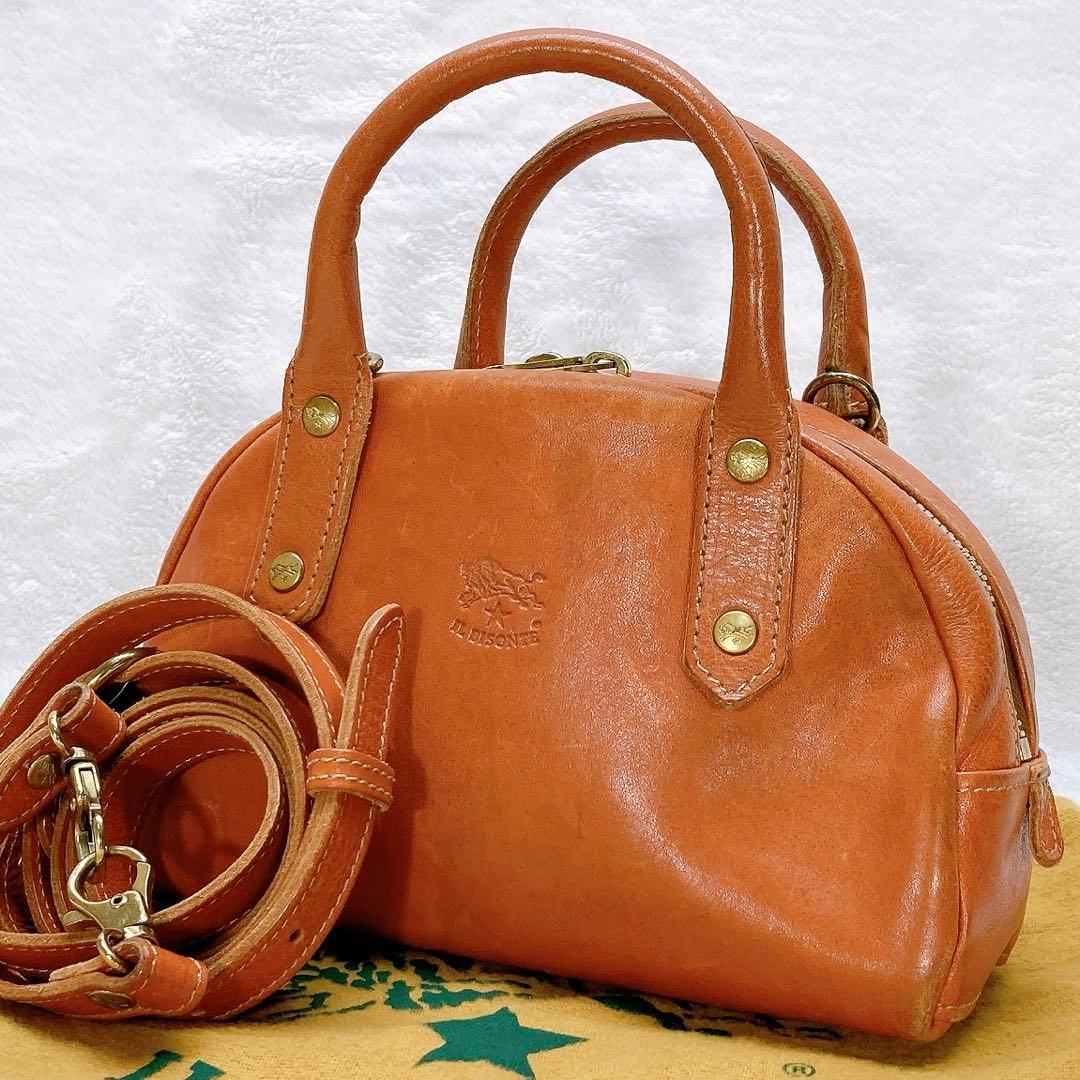 ✨美品✨イルビゾンテ 2wayミニショルダーバッグ ヌメ革 ブラウン ロゴ