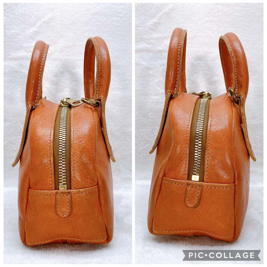 ✨美品✨イルビゾンテ 2wayミニショルダーバッグ ヌメ革 ブラウン ロゴ