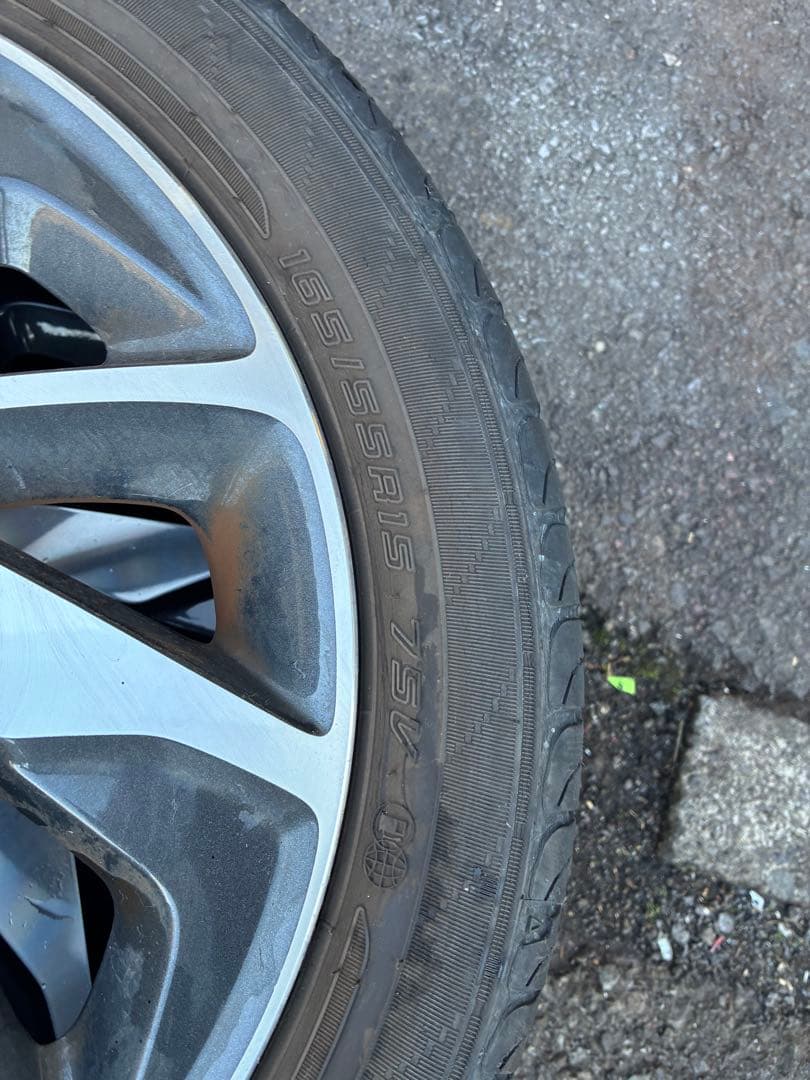 スペーシアカスタムから取り外し165/55R15アルミタイヤセット