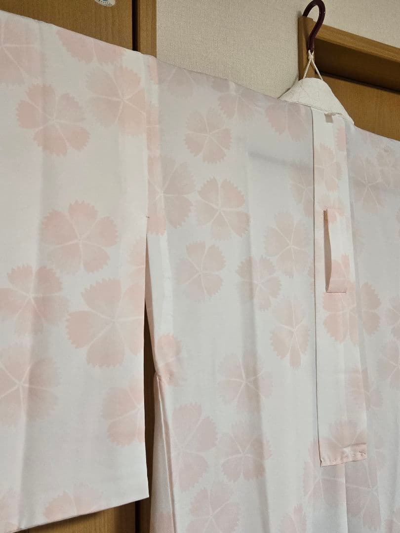 【期間限定価格】シルック長襦袢　袖無双　レース半衿付き　東レ　薄桜色ライトピンク