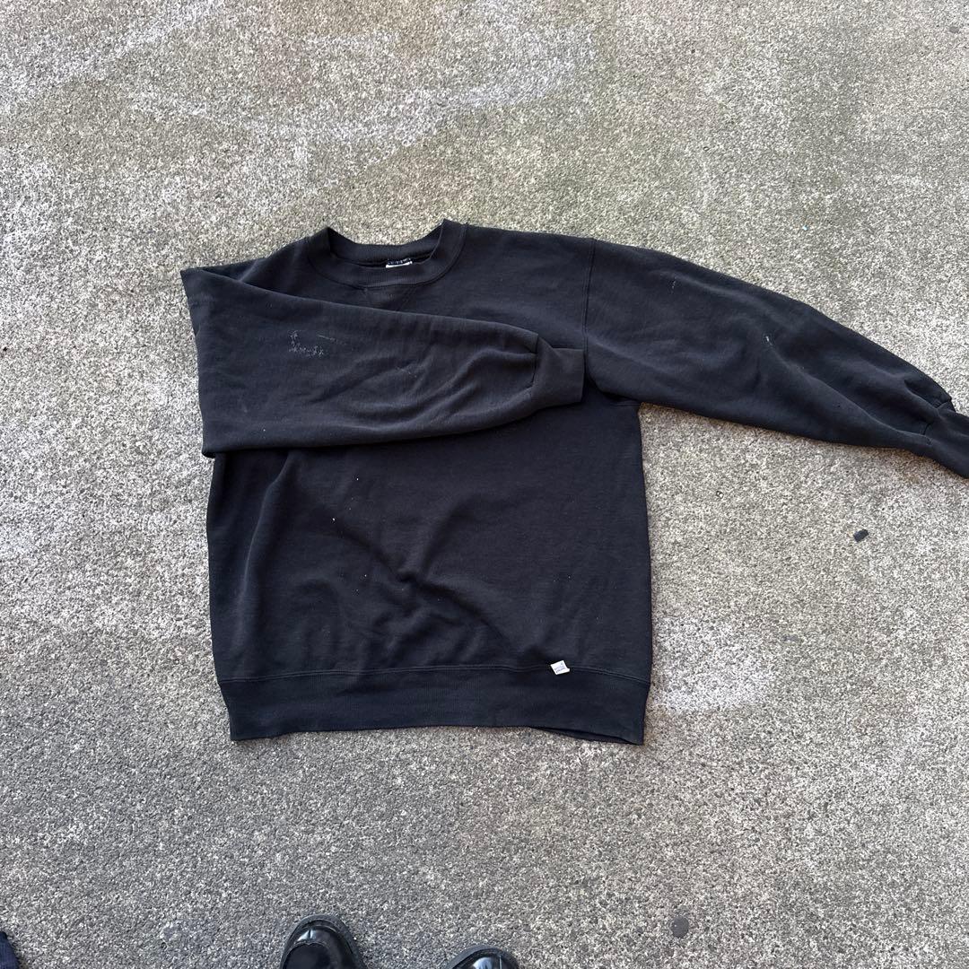 【破格】極上フェード90s usa製　ラッセル無地黒スウェット　極希少黒L