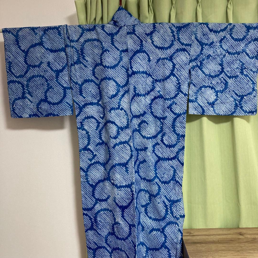 未使用品　浴衣　有松絞り　ブルー　身丈約150㎝