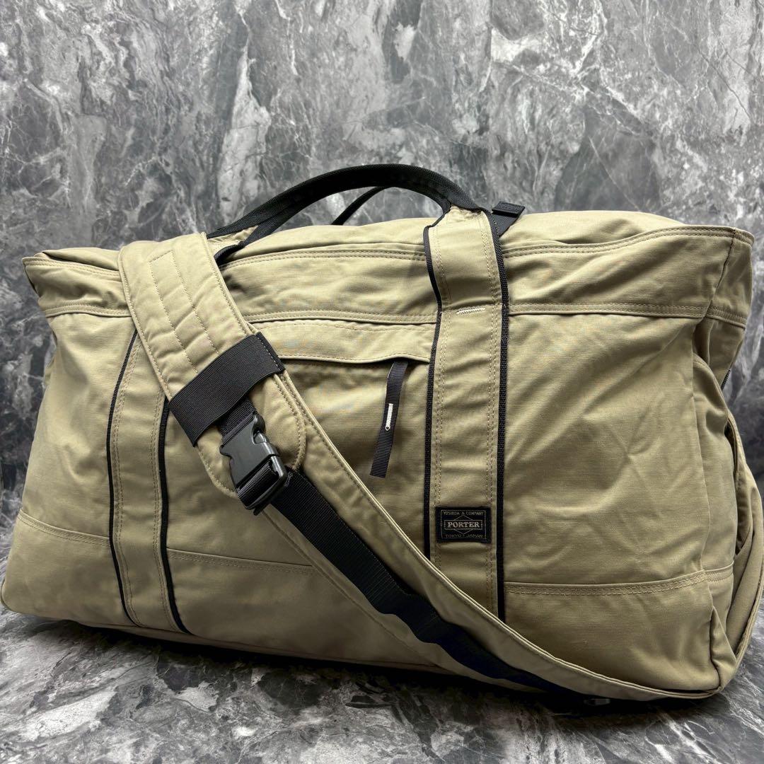 美品■PORTER ボストンバッグ　旅行カバン　カーキ　大容量　2WAY